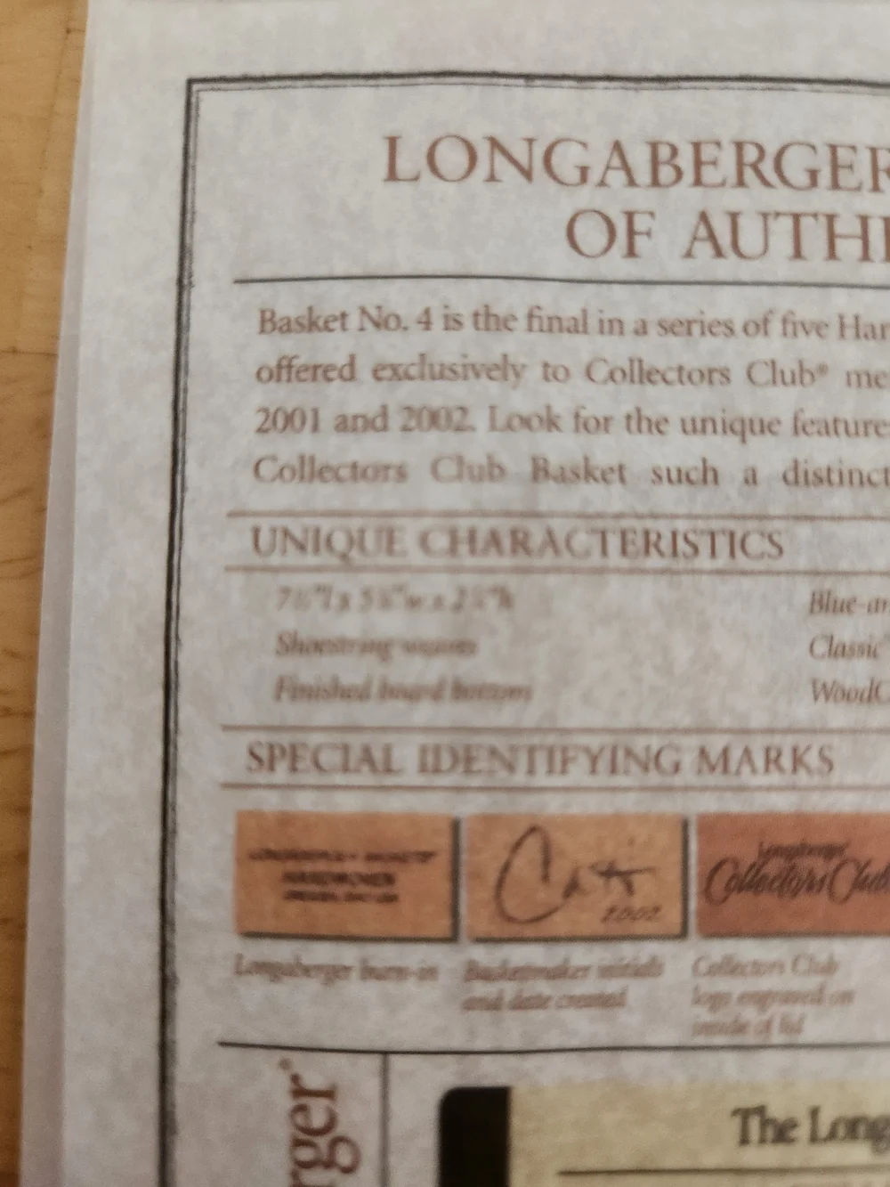 Longaberger Collectors Club No. 4 Harmony Basket
